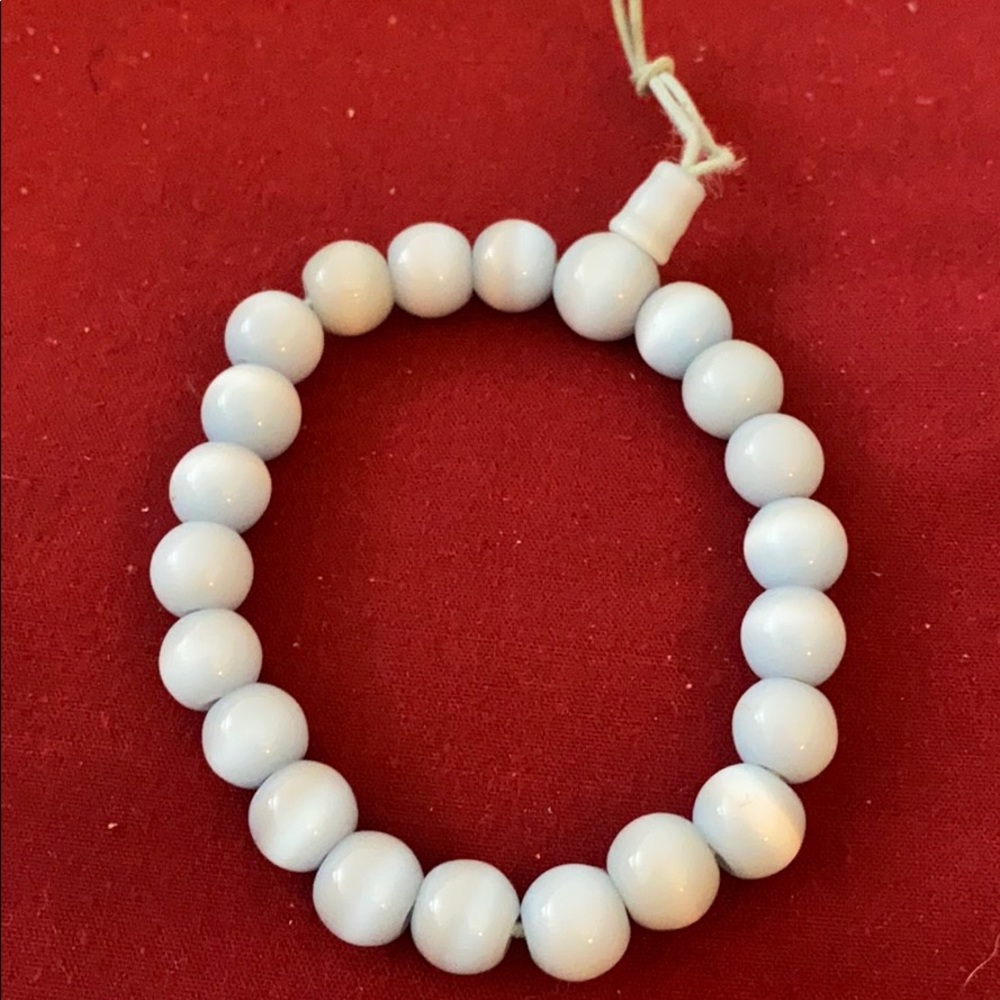 Blue opalescent Glass prayer mala bead bracelet
